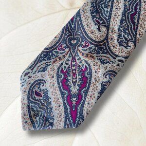 Vintage 80s Liberty Of London 100% Silk Paisley‎ Print Wide Tie Good Condition